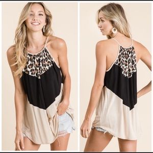 Boutique Leopard Halter Tank Top